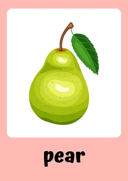 Rosa Tema Färgglada Och Illustrativa Frukter Flashcards — Stockfoto