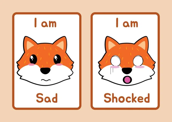Roze Oranje Illustratieve Sociale Emotionele Leren Sel Fox Flashcard — Stockfoto