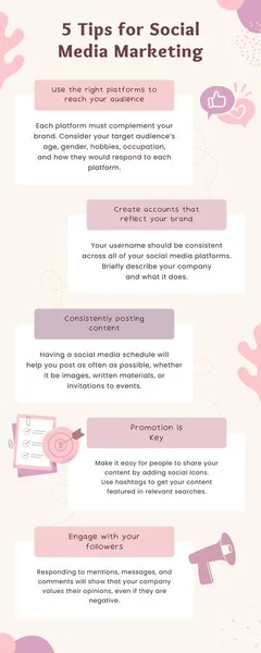 Pink Social Media Marketing Tips Infographic