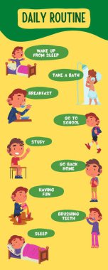 Sarı Yeşil Renkli Resimli Günlük Günlük Okul Öğrencisi Bilgisi