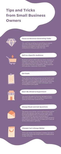 Purple Abstract Illustrated Tips and Tricks Small Business Infographic