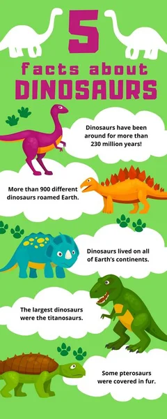 Fialové Zelené Zajímavé Dinosauři Fakta Infographic — Stock fotografie
