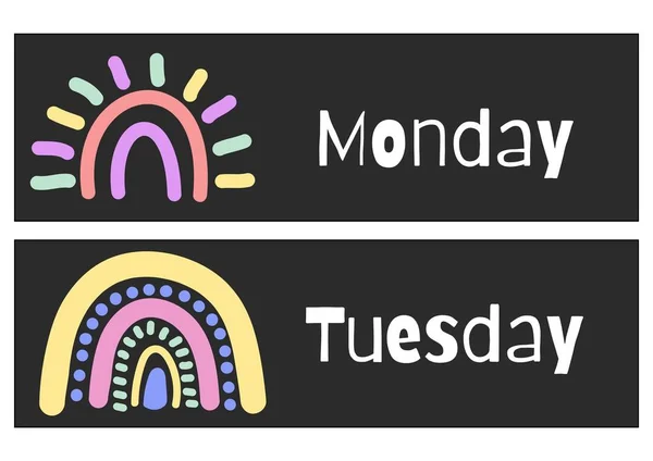Rainbow Days Week Flashcards — Foto de Stock