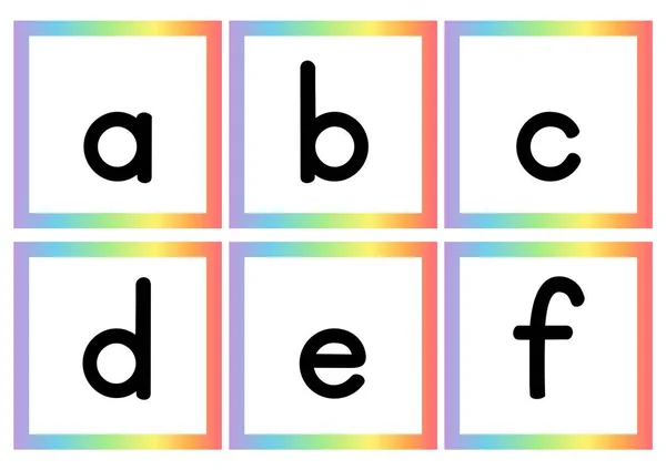 Rainbow Gradient Lowercase Alfabet Flashcards — Stockfoto