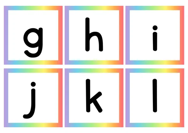 Rainbow Gradient Lägsta Alfabetet Flashcards — Stockfoto