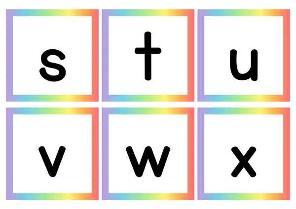 Rainbow Gradient Lowercase Alfabet Flashcards — Stockfoto