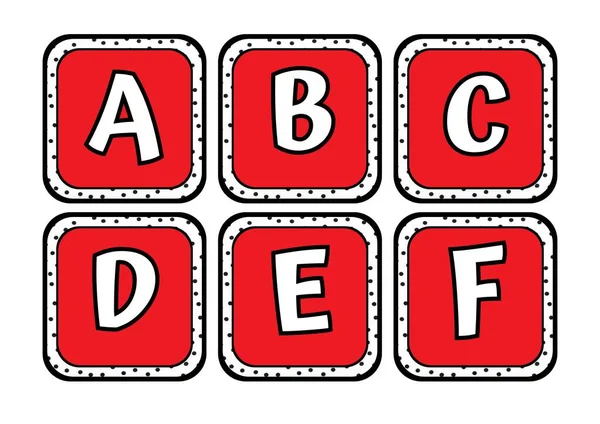 Red White Black Dots Bulletin Board Numbers Letters Flashcards — Stock Photo, Image