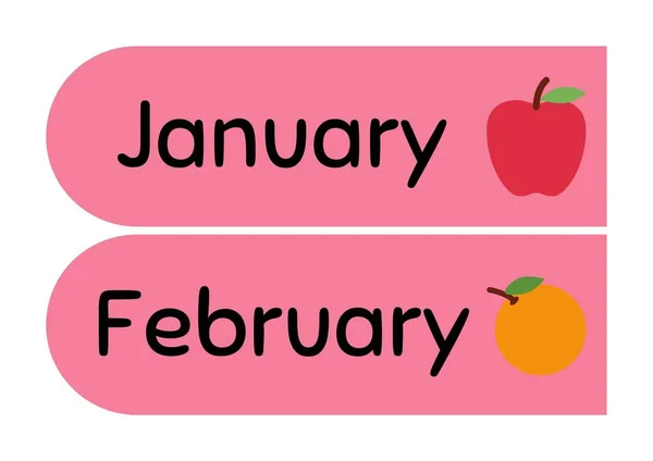 Eenvoudige Roze Fruitige Maand Flash Card — Stockfoto