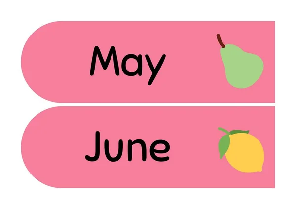 Prosta Różowy Owocowy Miesiąc Flash Card — Zdjęcie stockowe