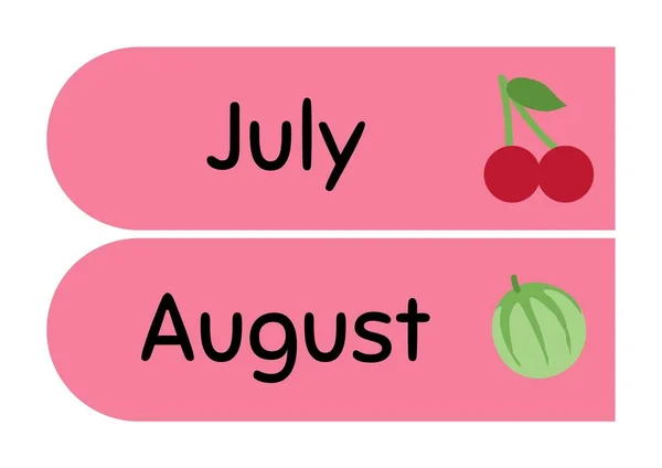 Απλή Ροζ Καρτούλα Φρούτα Μήνα — Φωτογραφία Αρχείου