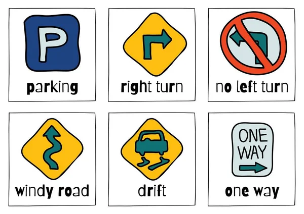 Transport Road Signs Flashcards — Stock Photo, Image