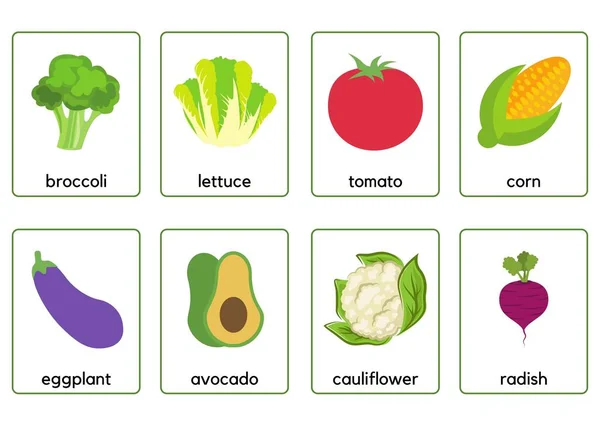 Grönsaker Flashcards Konst Grafisk Design — Stockfoto