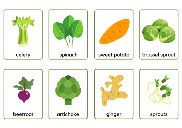 Gemüse Karteikarten Grafiken — Stockfoto