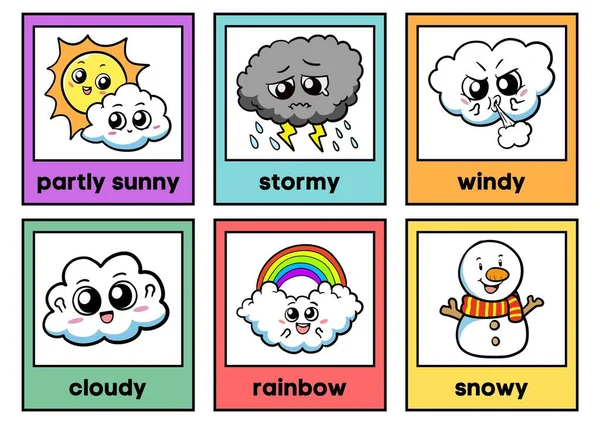 Weather Cartoon Character Flashcards - 1