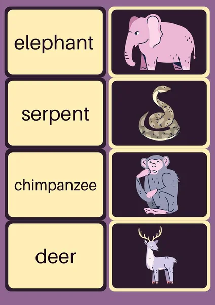 Wild Animals Memory Game Cutout Flash Kártyák — Stock Fotó