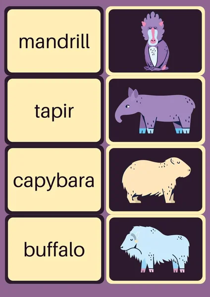 Wild Animals Memory Game Cutout Karteikarten — Stockfoto