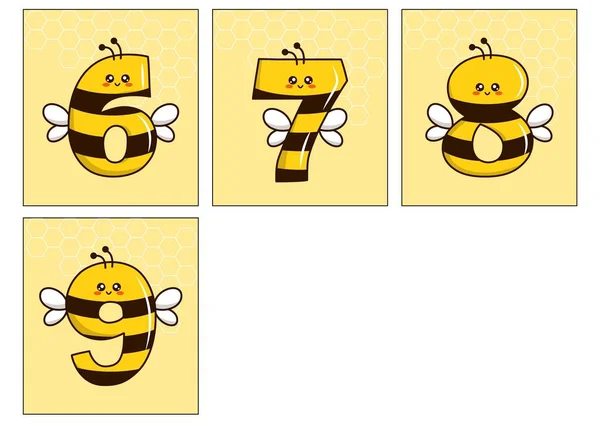 Κίτρινος Αριθμός Μελισσών Flashcards — Φωτογραφία Αρχείου