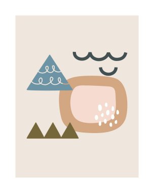 Bej Soyut İskandinav Tablosu Yazdırma