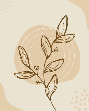 Bej Minimalist Organik Soyut Yaprak Tablosu Yazdırma