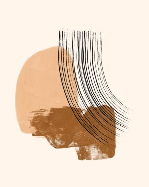 Kahverengi Pastel Soyut Şekil Minimalist Tablo Yazdırma