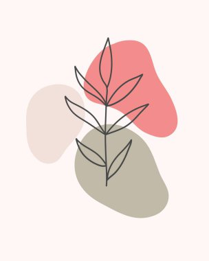 Bitki ve Soyut Şekil Estetik Tablo Yazdırma