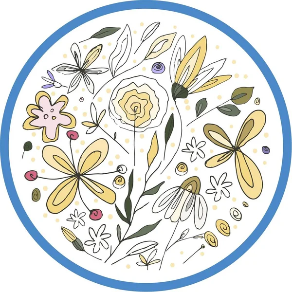 abstract flower circle sticker art graphic design
