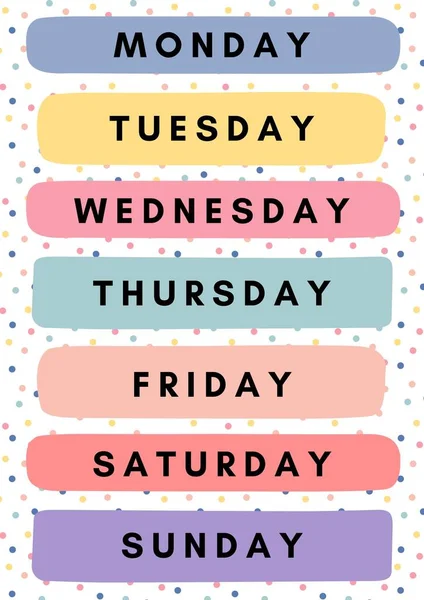 Tage Der Woche Abstraktes Pastell Polka Dot Poster — Stockfoto