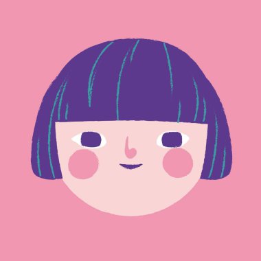 Mor ve Pembe Şirin Kız Suratlı Laptop Yapıştırıcısı