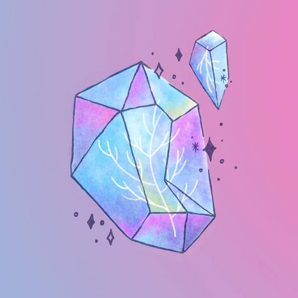 Tęczowy Różowy Gradient Fun Ilustrowany Zestaw Ikon Crystal Icons — Zdjęcie stockowe