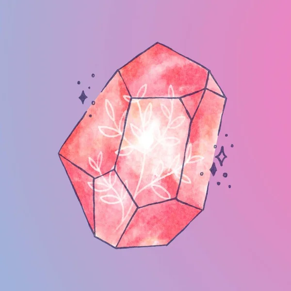 Icone Cristallo Illustrato Divertimento Rosa Arcobaleno Gradiente Viola Set — Foto Stock