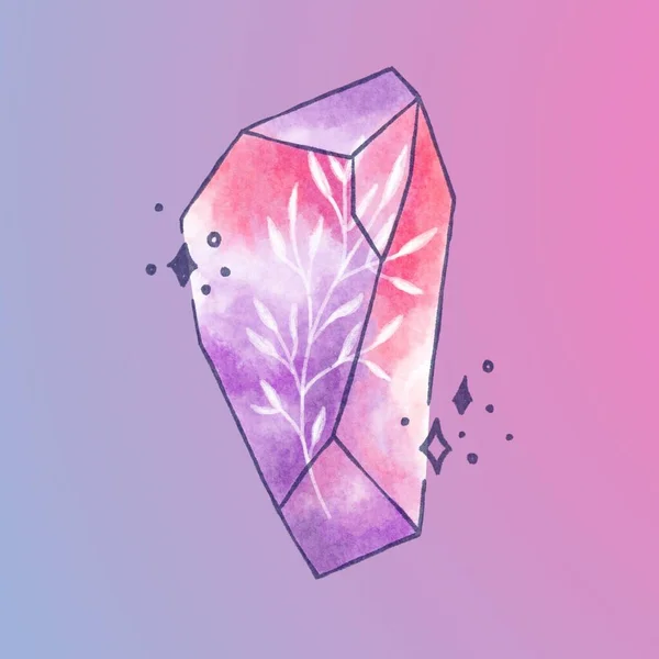 Rainbow Pink Purple Gradient Fun Illustrated Crystal Icons Icon Set — Stock fotografie