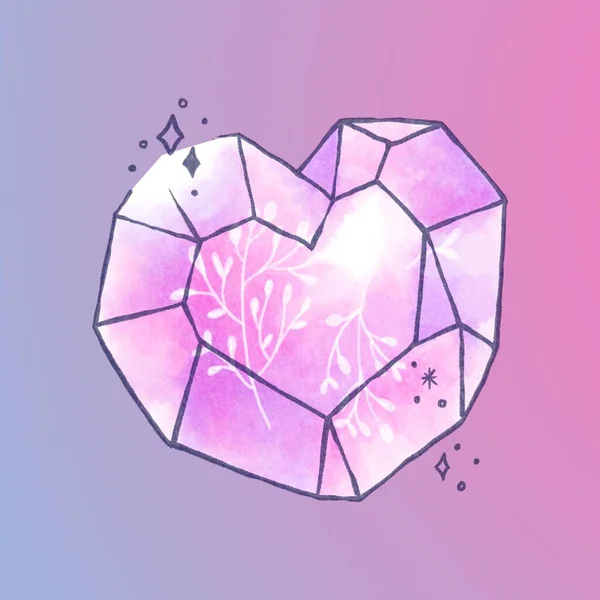Rainbow Pink Purple Gradient Fun Illustrated Crystal Icons Icon Set — Stock Photo, Image