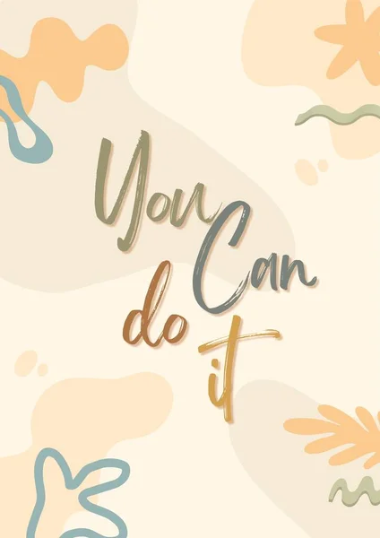 Beige Cute Abstract You Can Motivational Quote Poster — Stok Foto