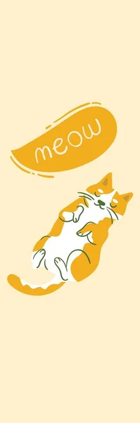 Beige Cute Meow Illustration Bookmark — 스톡 사진