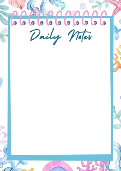 Blue White Cute Daily Notes Planner — стоковое фото