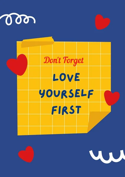Blue Yellow Cute Self Love Quotes Poster