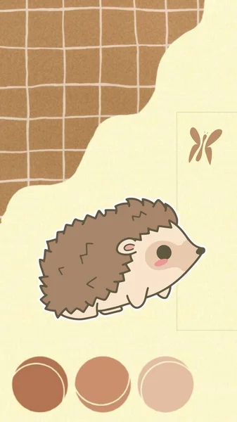 Brown Cream Simple Cute Porcupine Phone Wallpaper — Stock Photo, Image