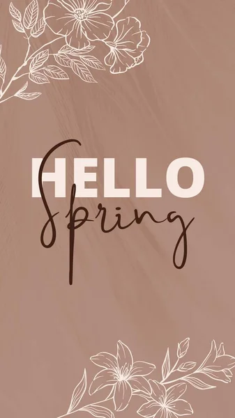 Braun Weiß Süßes Pastell Hello Spring Instagram Story — Stockfoto