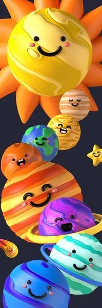 Sistema Solar Bonito Colorido Bookmark — Fotografia de Stock