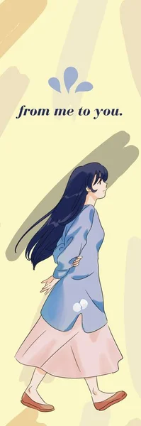 Grädde Blå Abstrakt Söt Kawaii Illustration Anime Style Bokmärke — Stockfoto