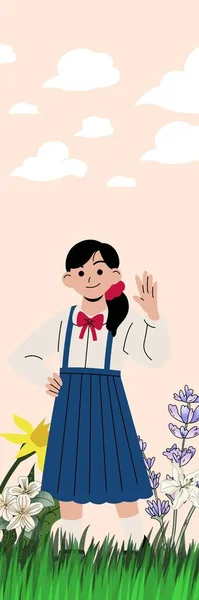 Cream Cartoon Cute Girl Bookmark — 스톡 사진