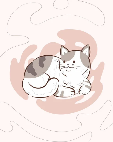 Κρέμα Χαριτωμένη Cat Εικονογράφηση Καμβά Εκτύπωση — Φωτογραφία Αρχείου