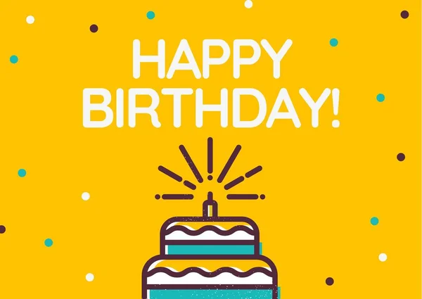 Roztomilý Dort Happy Birthday Card — Stock fotografie