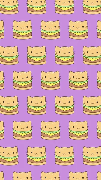 Cute Cat Burger Phone Wallpaper