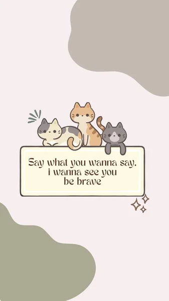 Cute Cat Illustration Cytaty Instagram Story — Zdjęcie stockowe