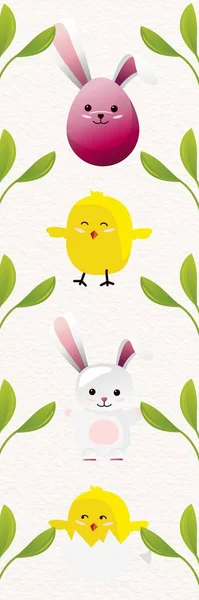 Cute Kolorowe Szczęśliwe Zwierzęta Ilustracja Wielkanoc Zakładka — Zdjęcie stockowe