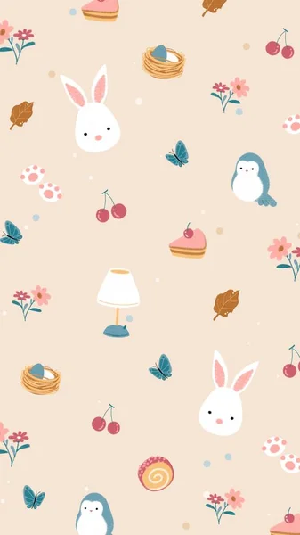 Cute Element Pattern Phone Wallpaper — 스톡 사진