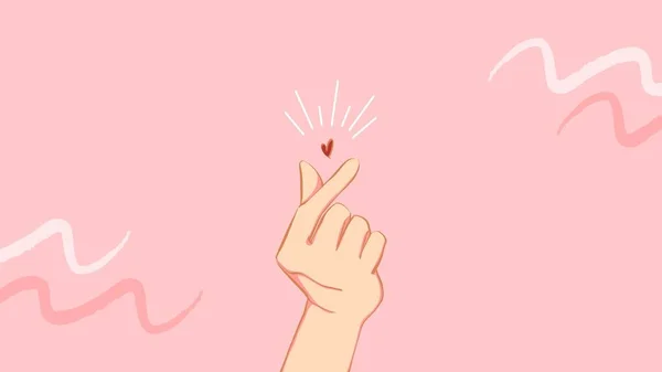 Cute Finger Heart Drawing Computer Desktop Background Wallpaper — Stock Photo, Image