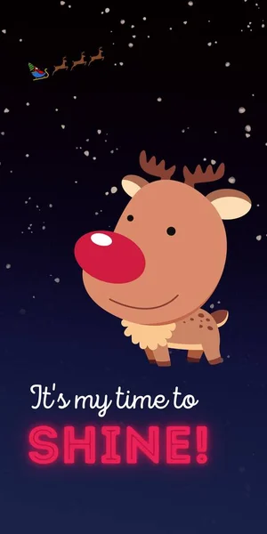 Niedliche Rudolph Die Rote Nase Rentier Weihnachtskarte — Stockfoto