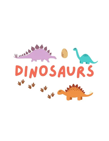 Симпатичный Маленький Динозавр Футболка Отпечатками Ног — стоковое фото